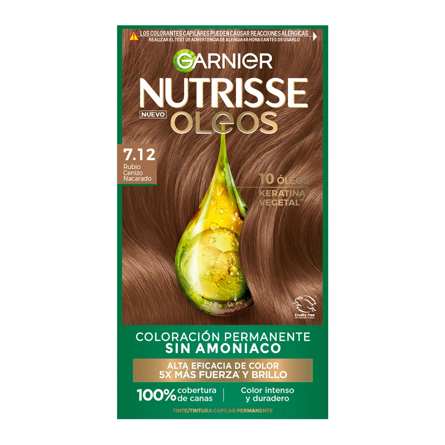 Tintura Permanente en Kit Nutrisse Oleos Sin Amoníaco 7,12 Rubio Cenizo Nacarado X 1 U - Imagen 3