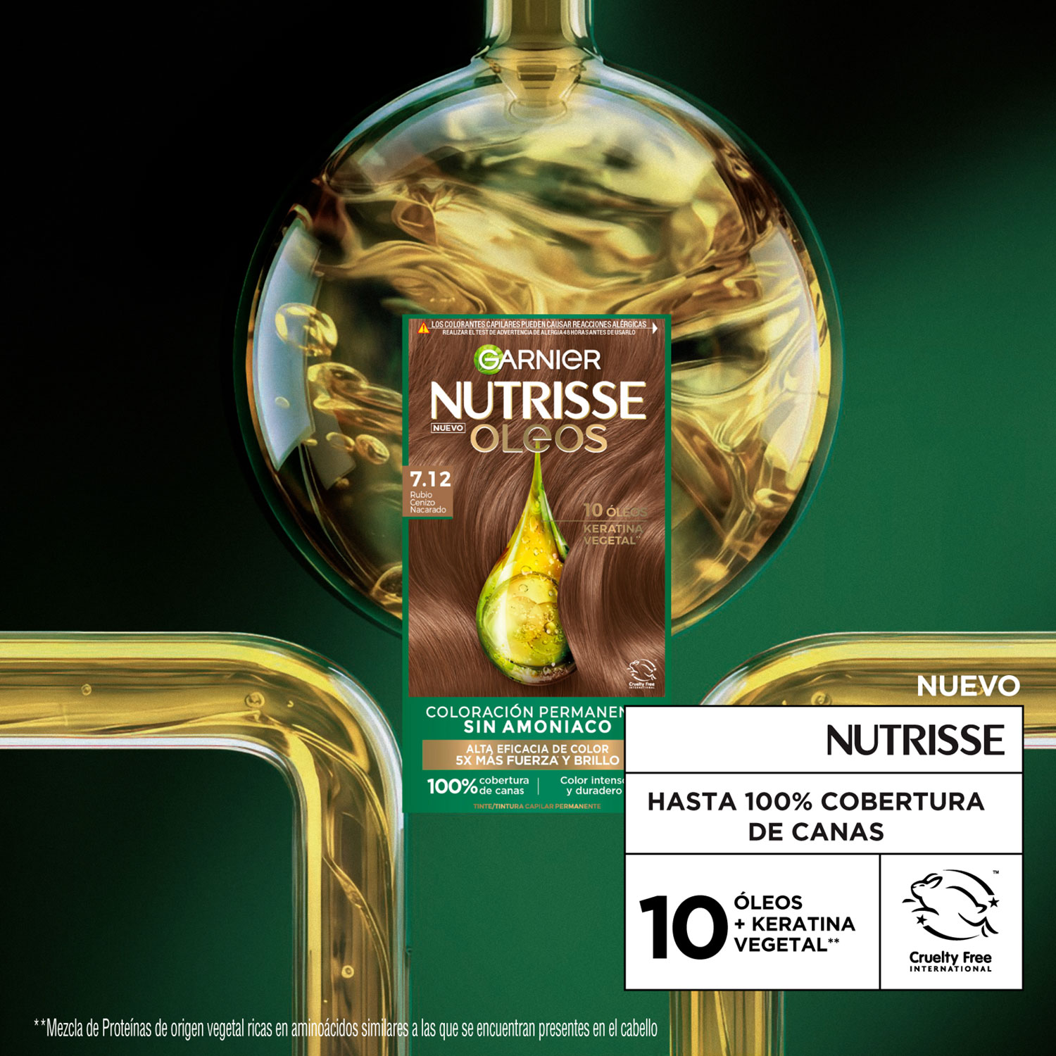 Tintura Permanente en Kit Nutrisse Oleos Sin Amoníaco 7,12 Rubio Cenizo Nacarado X 1 U - Imagen 4