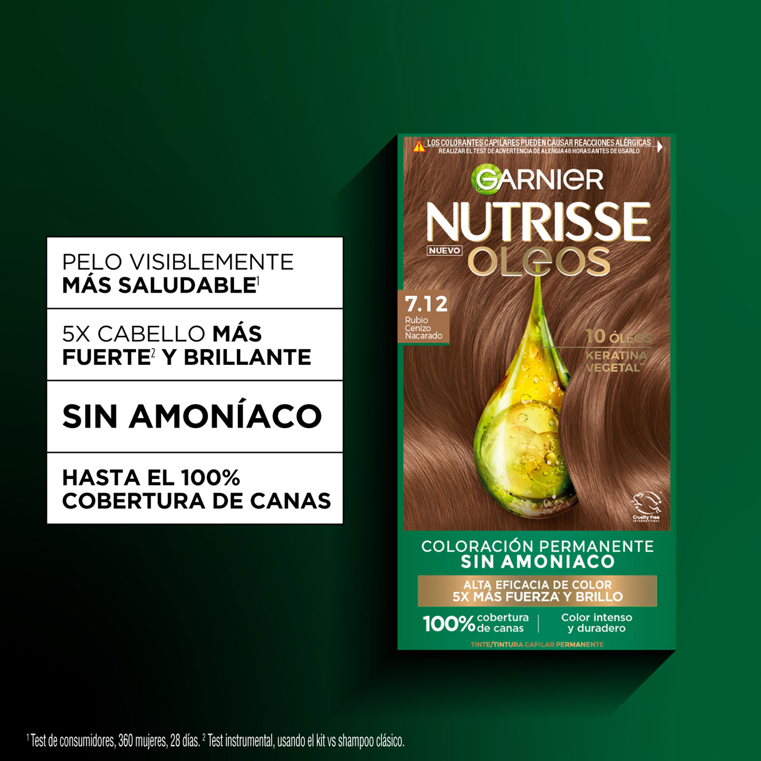 Tintura Permanente en Kit Nutrisse Oleos Sin Amoníaco 7,12 Rubio Cenizo Nacarado X 1 U - Imagen 5