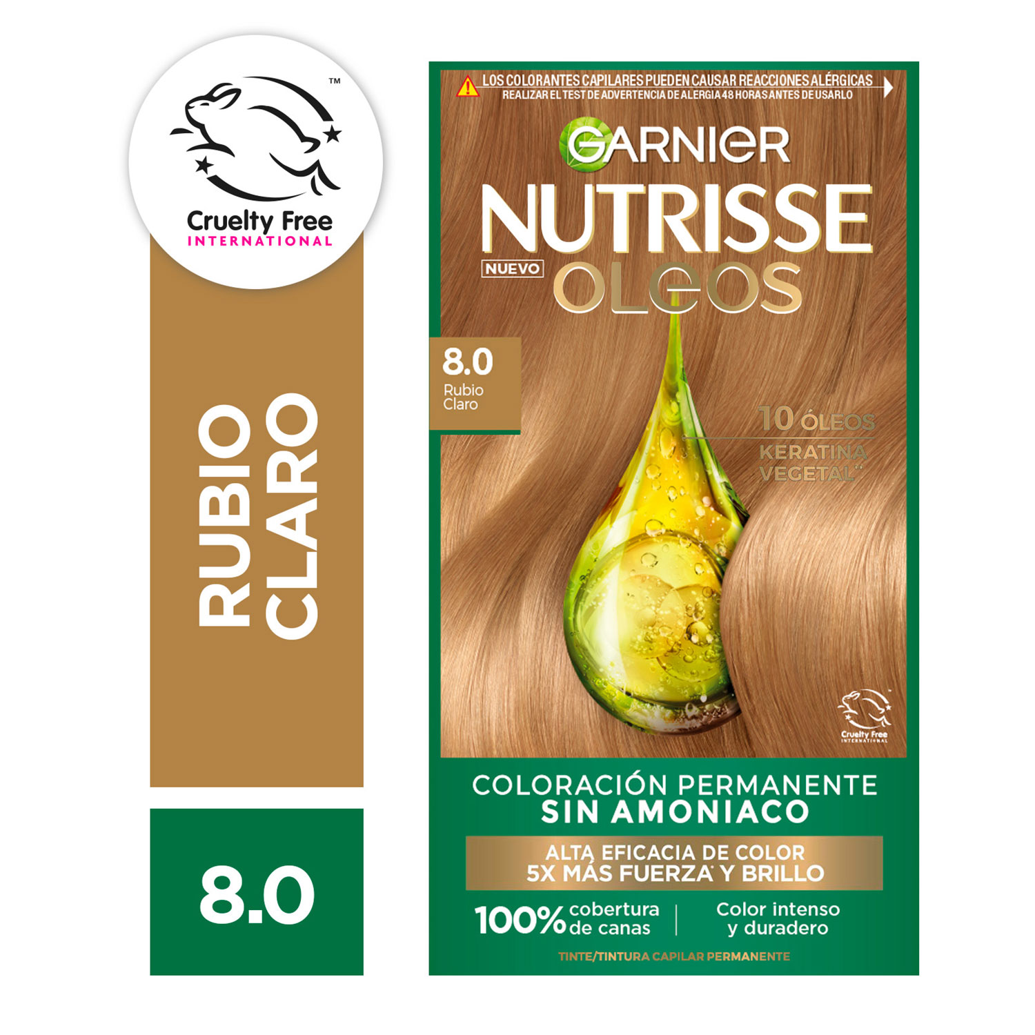 Tintura Permanente en Kit Nutrisse Oleos Sin Amoníaco 8,0 Rubio Claro X 1 U - Imagen 2