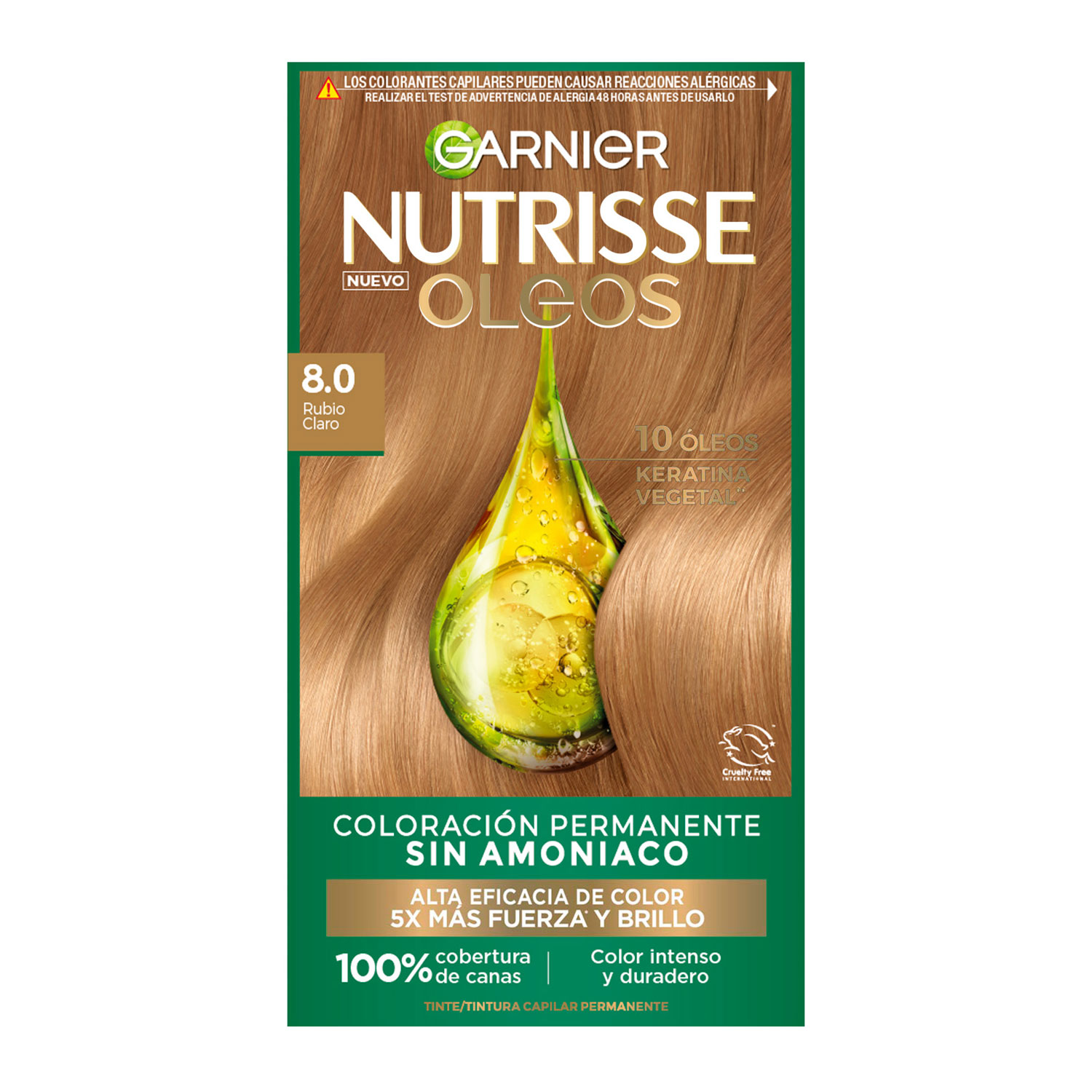 Tintura Permanente en Kit Nutrisse Oleos Sin Amoníaco 8,0 Rubio Claro X 1 U - Imagen 3