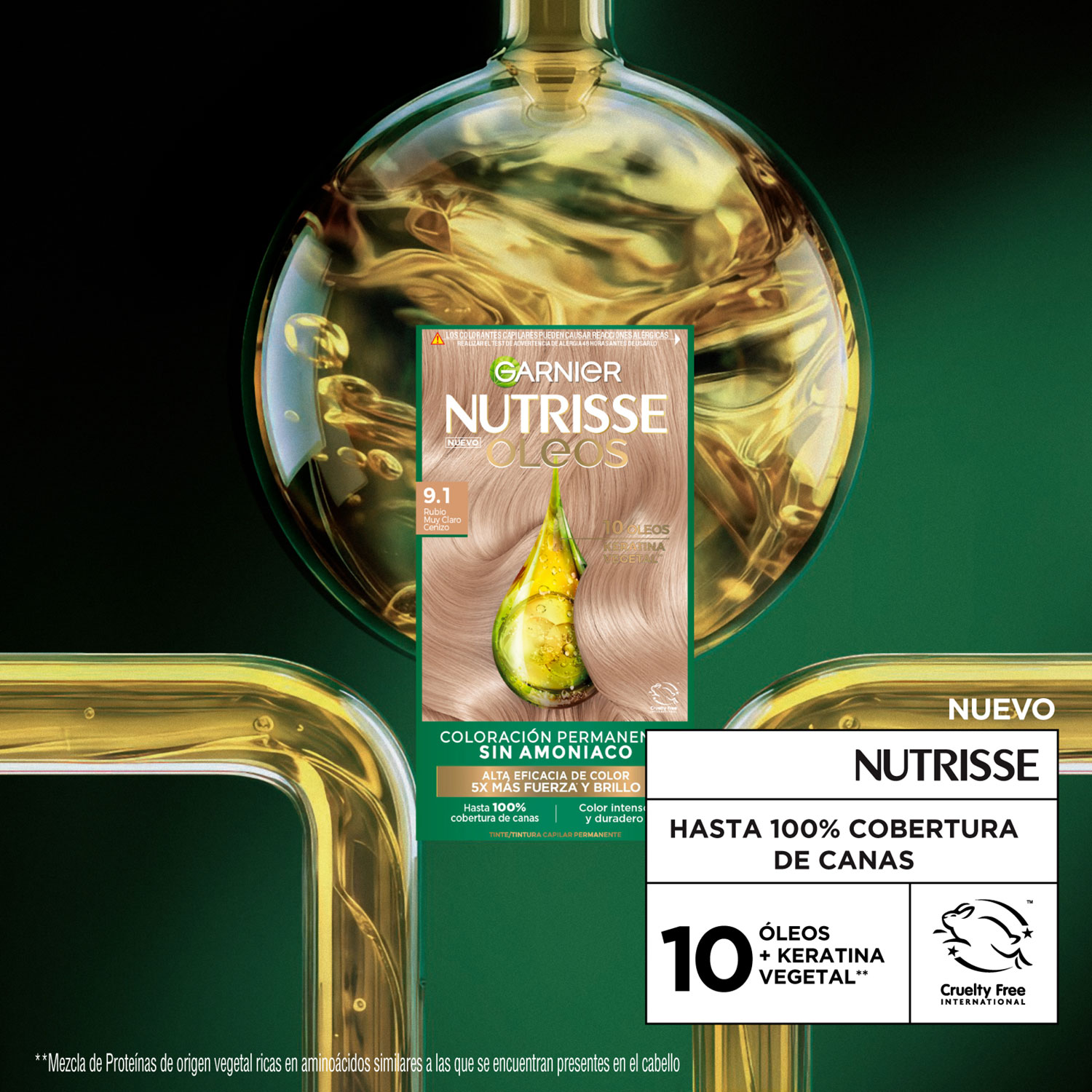 Tintura Permanente en Kit Nutrisse Oleos Sin Amoníaco 9,1 Rubio Cenizo X 1 U - Imagen 4