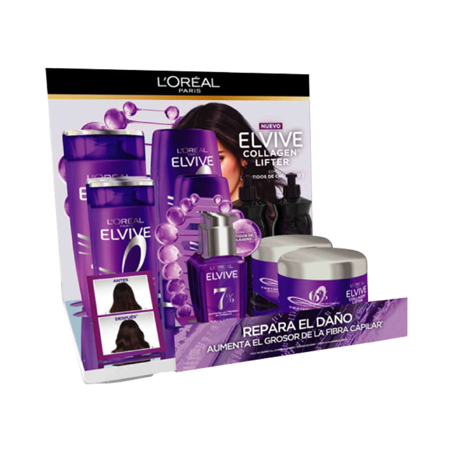 Exhibidor Cuidado Capilar Elvive Collagen Lifter X 14 U