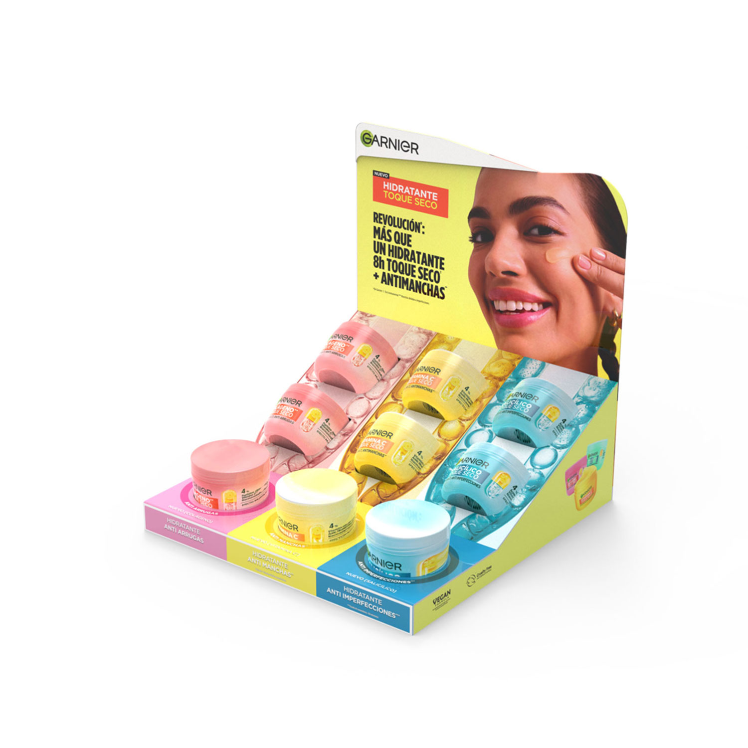 Exhibidor Hidratante Facial Garnier Toque Seco X 6 U